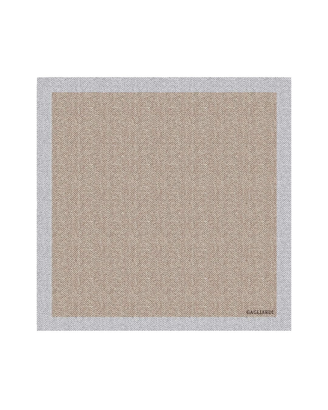 Gagliardi Gold Herringbone Print Italian Wool Flannel Pocket Square