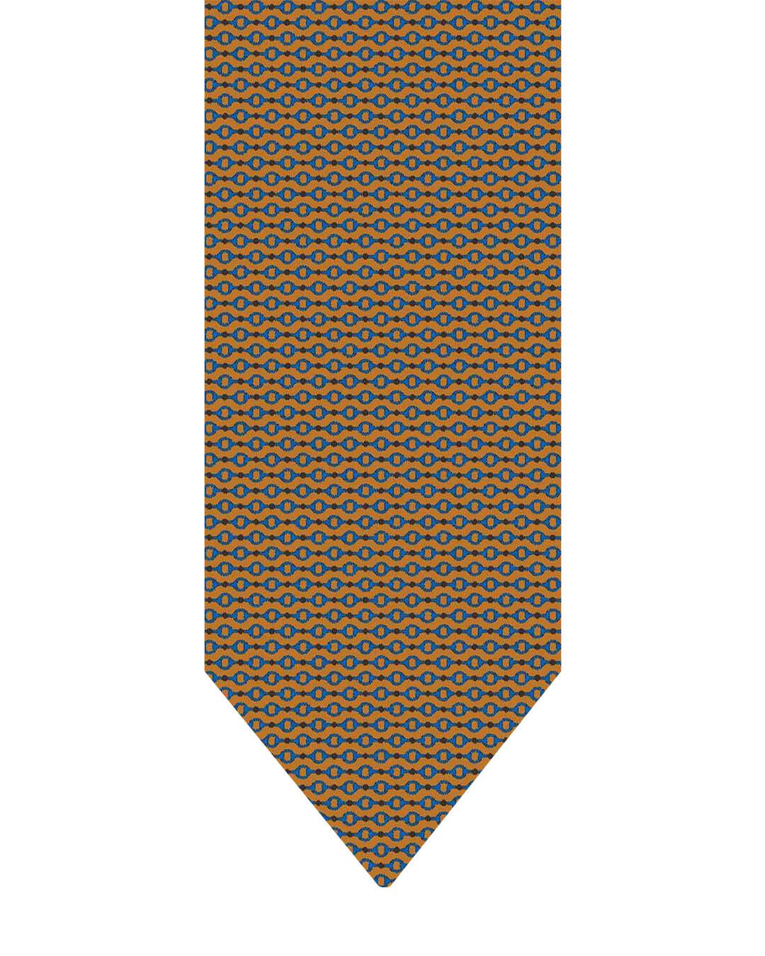 Gagliardi Gold Printed Oval Links Italian Silk Tie