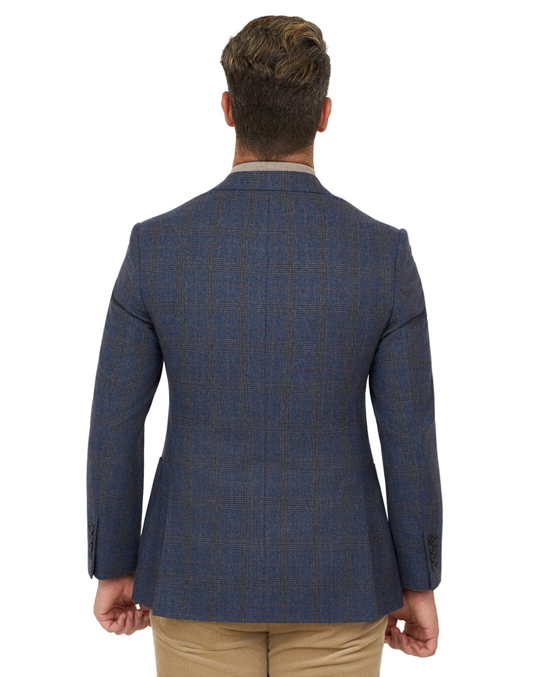 Gagliardi Jackets Gagliardi Blue Check Wool Blend Jacket