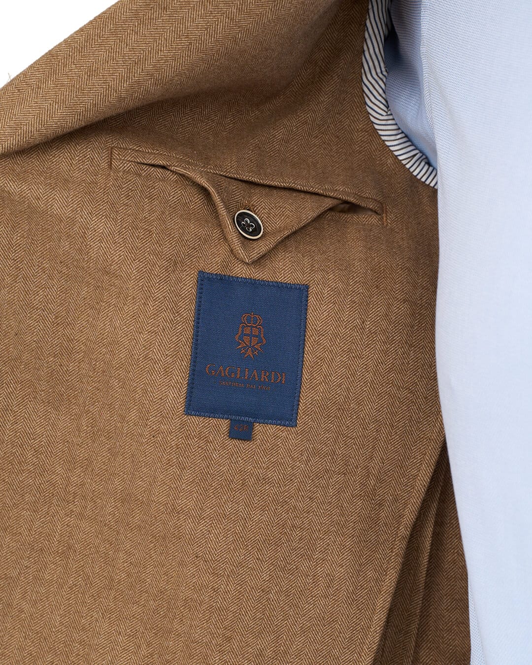 Gagliardi Jackets Gagliardi Camel Herringbone Cotton Stretch Jacket