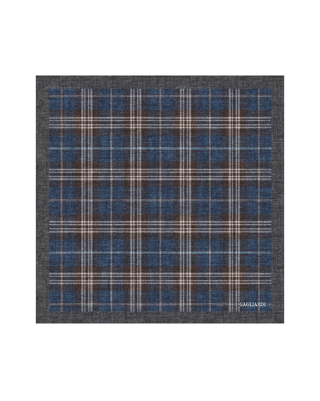 Gagliardi Pocket Squares ONE Gagliardi Blue Plaid Print Italian Silk Pocket Square