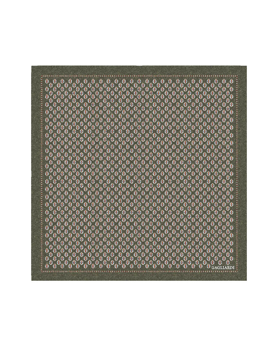 Gagliardi Pocket Squares ONE Gagliardi Olive Lozenges Printed Italian Silk Pocket Square