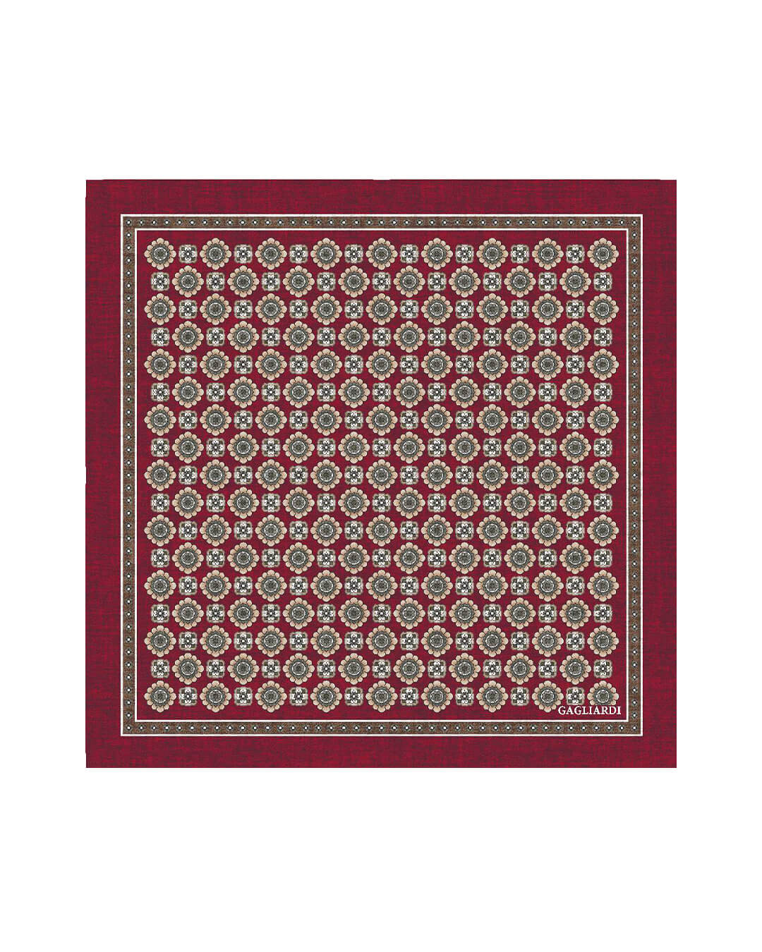 Gagliardi Pocket Squares ONE Gagliardi Red Motifs Printed Italian Silk Pocket Square