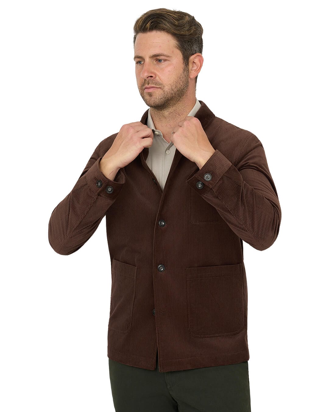 Gagliardi Shirts Gagliardi Brown Corduroy Cotton Shirt Jacket