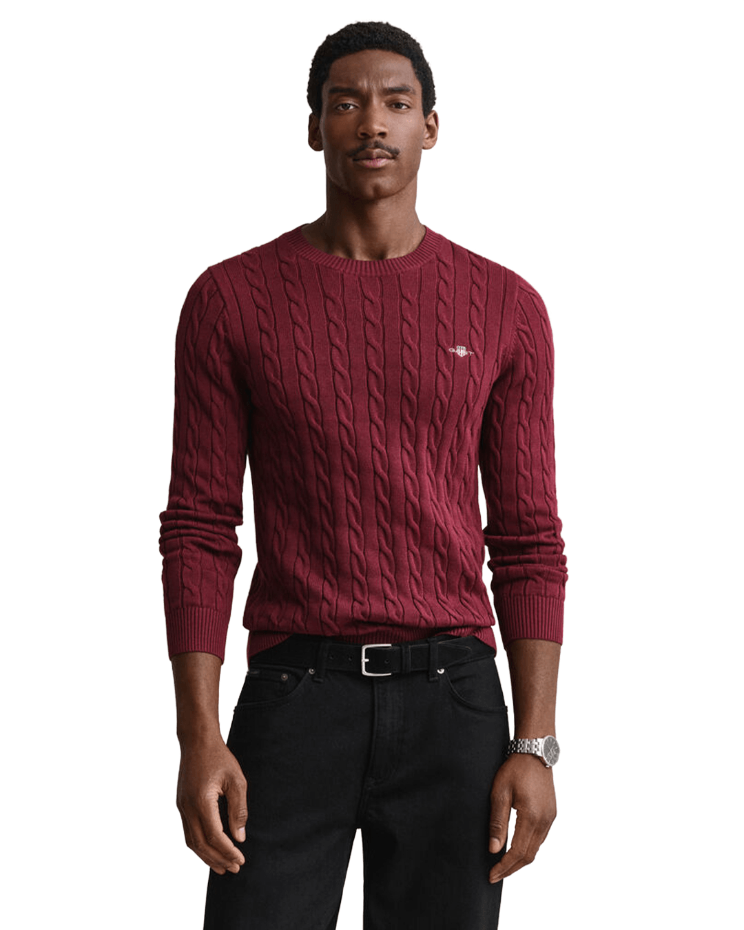 Gant Jumpers Gant Burgundy Gant Classic Cable Knit Sweater G676 Deep Grape Wine