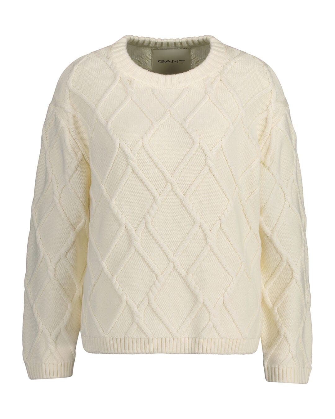 Gant Jumpers Gant Cream Textured Crew Neck Knitwear