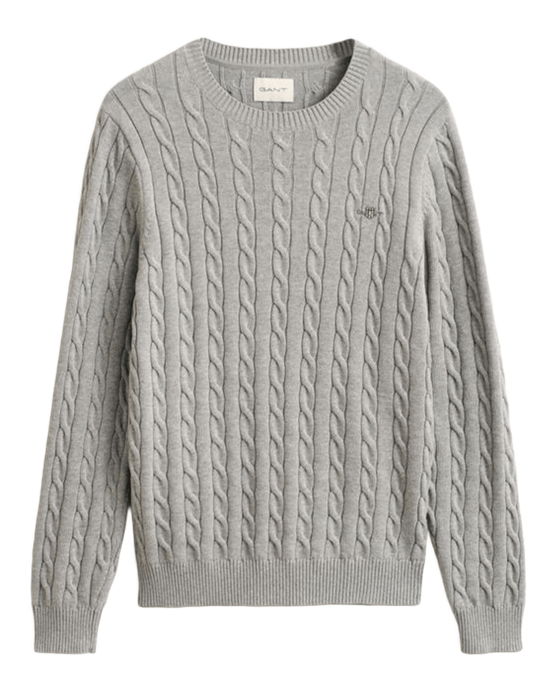 Gant Jumpers Gant Grey Gant Classic Cable Knit Sweater G093 Grey Melange