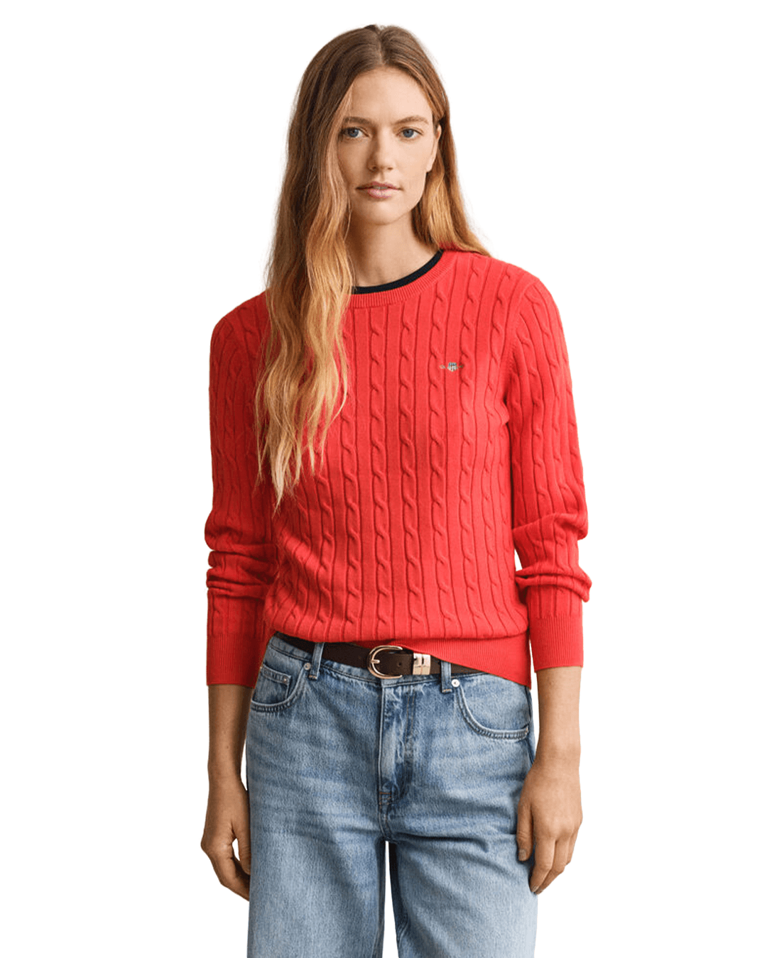 Gant Jumpers Gant Red Gant Classic Cable Knit Sweater G630 Ruby Red