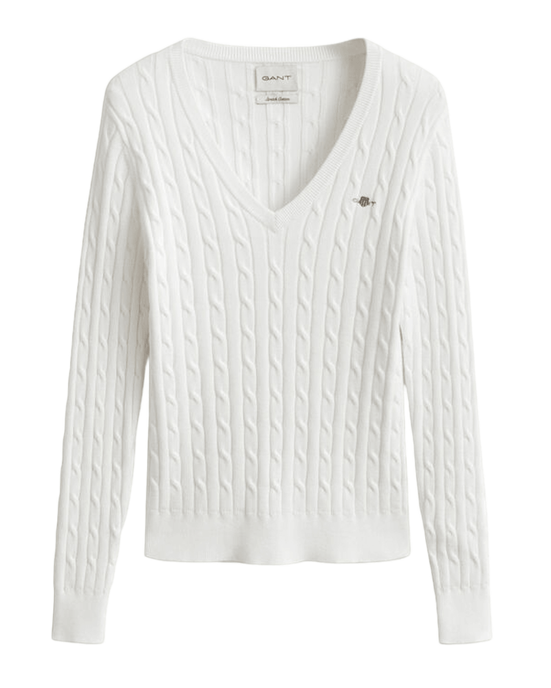Gant Jumpers Gant White Gant Classic Cable Knit Sweater G113 Eggshell