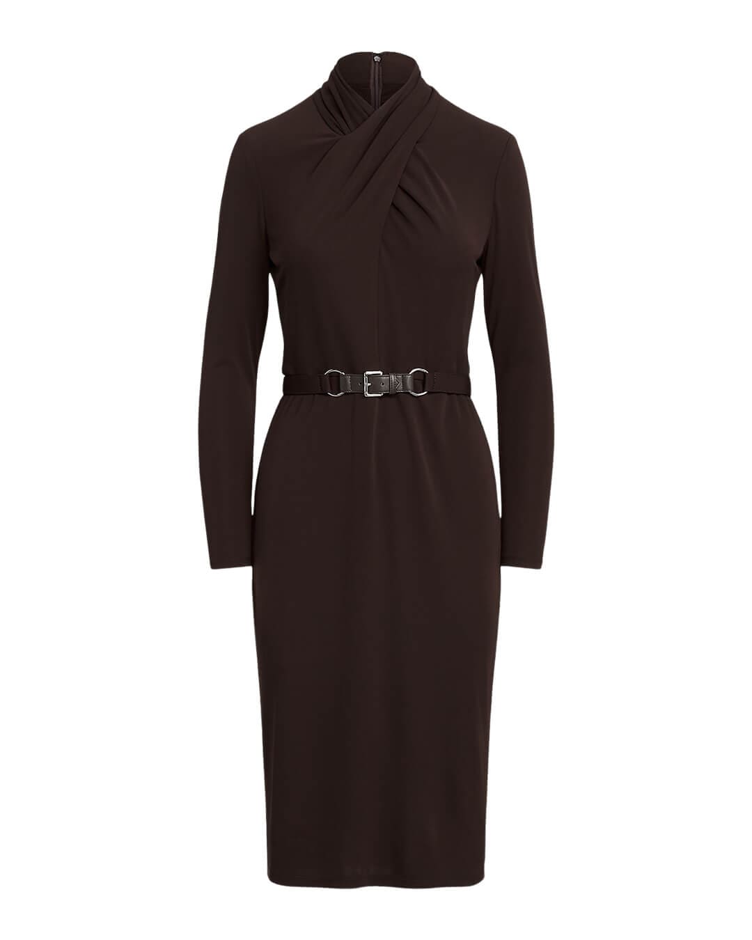 Lauren By Ralph Lauren Dresses Lauren by Ralph Lauren Brown Belted Mockneck Jersey Dress