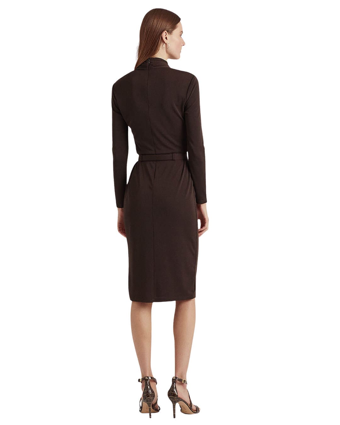 Lauren By Ralph Lauren Dresses Lauren by Ralph Lauren Brown Belted Mockneck Jersey Dress