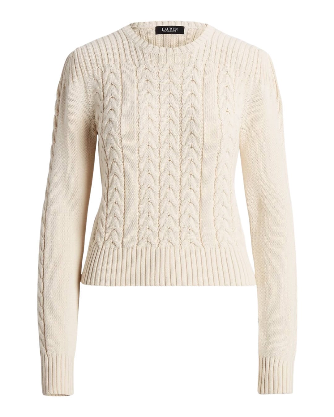 Lauren By Ralph Lauren Jumpers Lauren by Ralph Lauren Cream Cable-Knit Puff-Sleeve Sweater