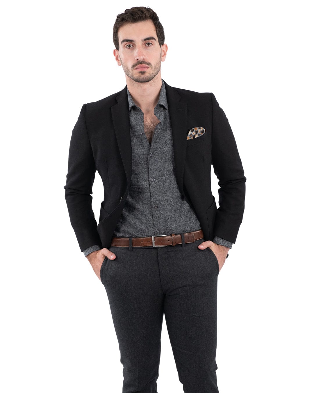 Gagliardi Jackets Gagliardi Black Stretch Textured Jacket