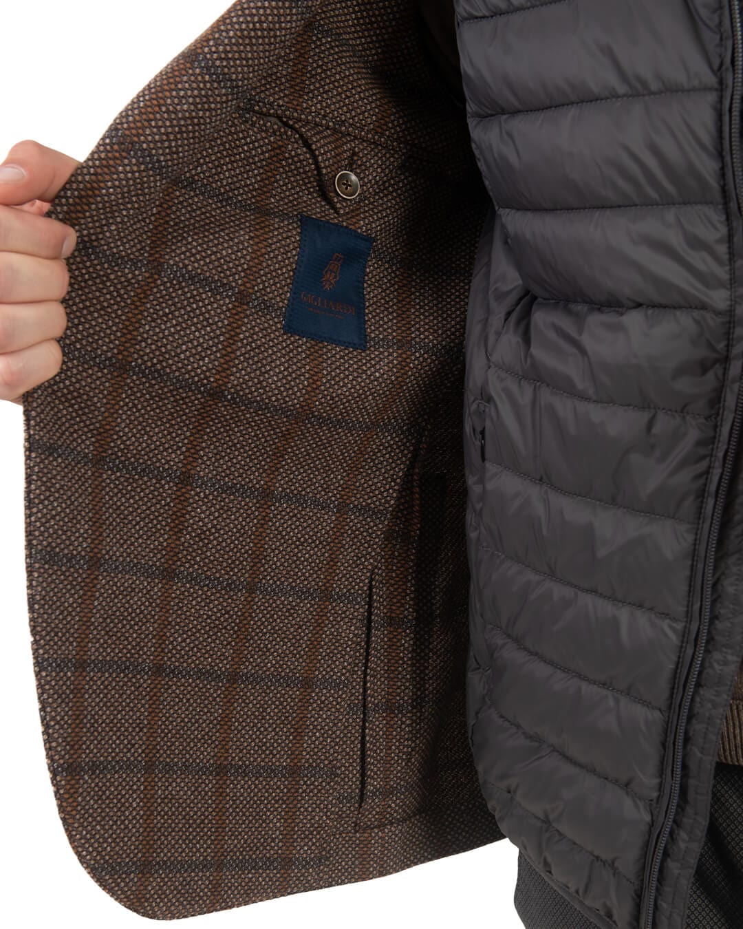 Gagliardi Jackets Gagliardi Camel Birdseye Check Jacket