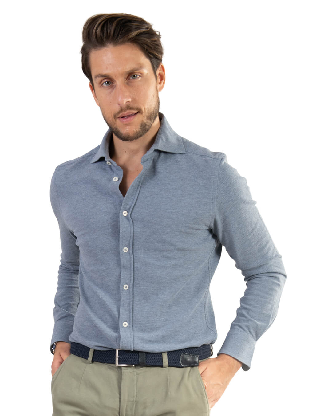 Gagliardi Shirts Gagliardi Sky Pique Jersey Shirt