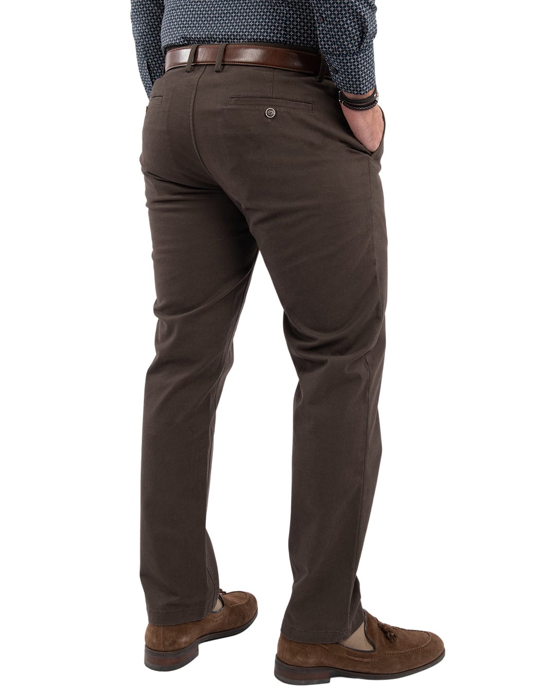 Gagliardi Trousers Gagliardi Brown Brushed Cotton Stretch Twill Chino Trousers