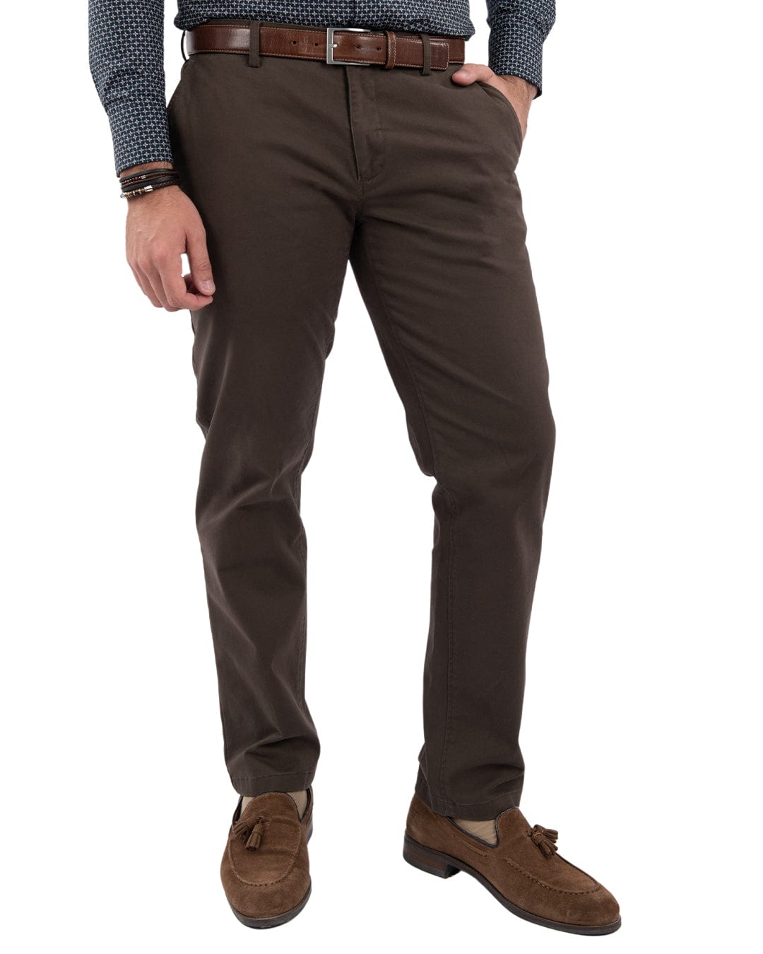 Gagliardi Trousers Gagliardi Brown Brushed Cotton Stretch Twill Chino Trousers