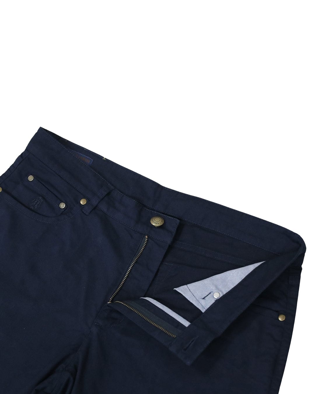 Gagliardi Trousers Gagliardi Navy Herringbone Stretch Cotton Five Pocket Trousers