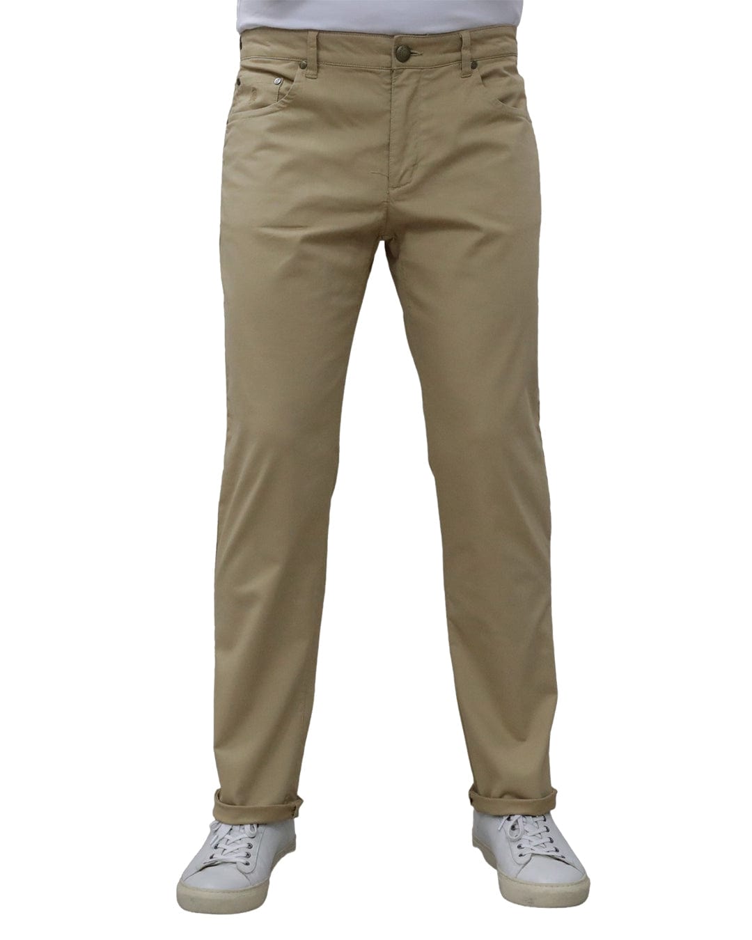 Gagliardi Trousers Gagliardi Sand Herringbone Stretch Cotton Five Pocket Trousers