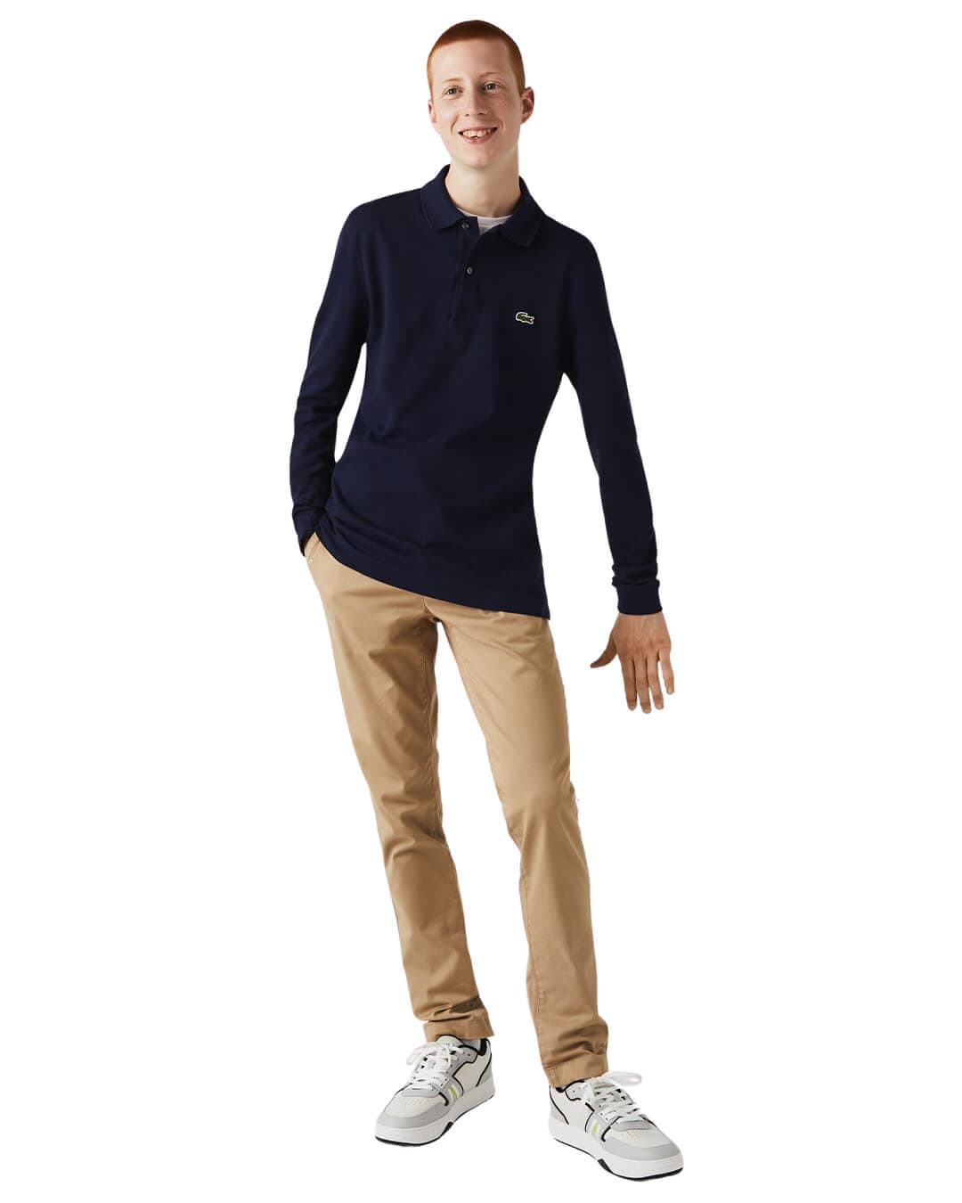Lacoste Polo Shirts Lacoste Navy Petit Pique Long Sleeved Polo Shirt