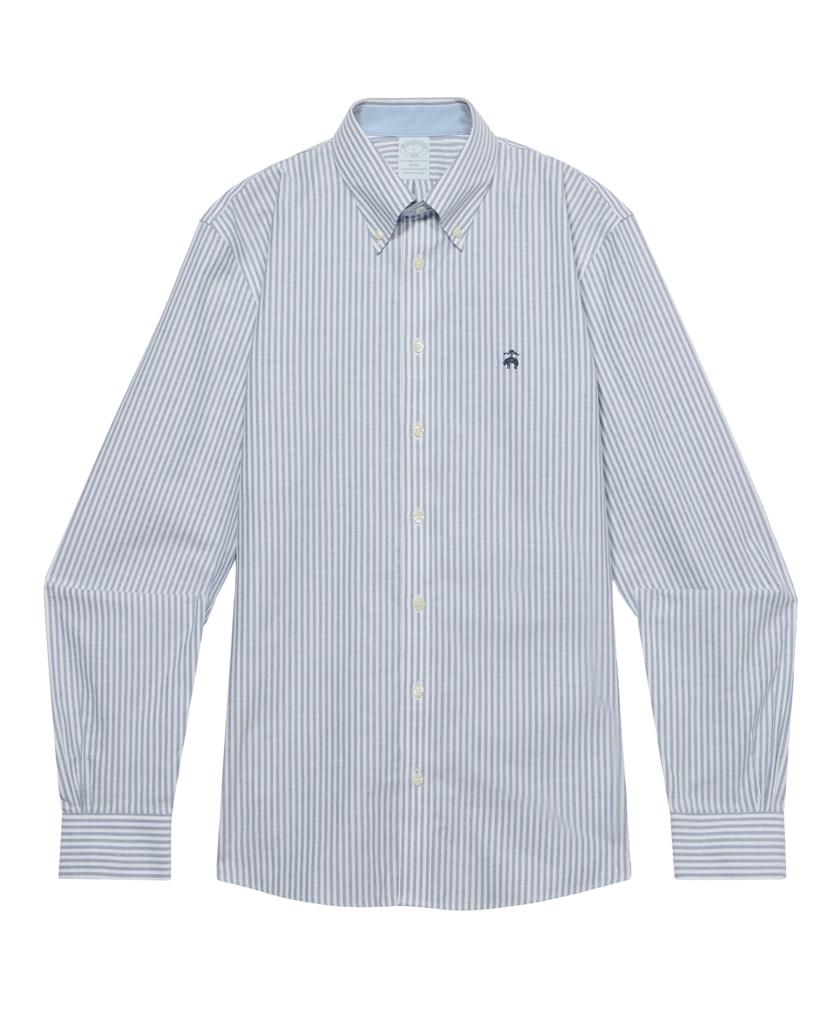 Brooks Brothers Blue Classic Bengal Stripe Non-Iron Stretch Oxford Shirt