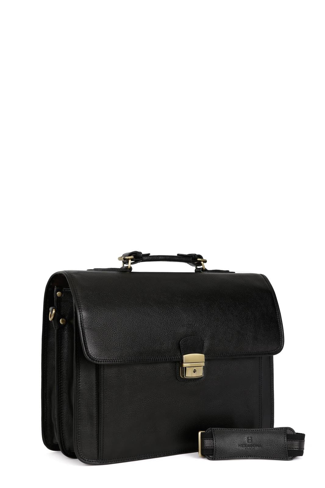 Hexagona Bags ONE Hexagona Black Leather Satchel