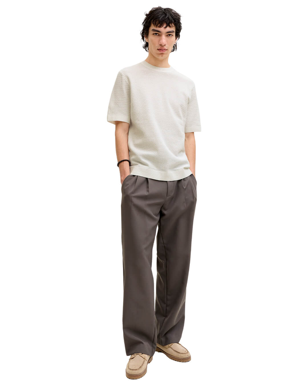 Jack & Jones Jprbluriley Knit Crew Neck Ss Sn Cloud Dancer