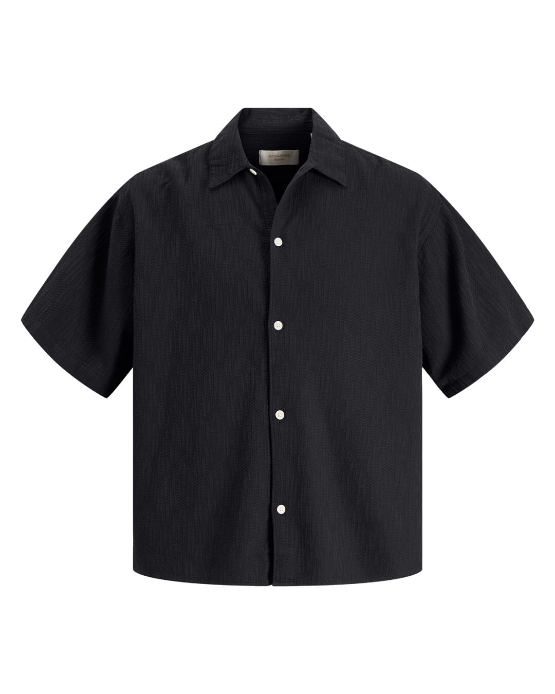 Jack & Jones Jormontauk Wavy Texture Ss Sn Black Shirt