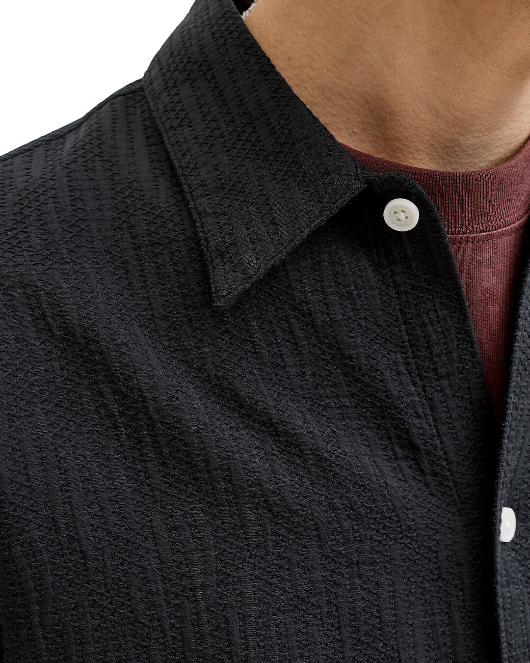 Jack & Jones Jormontauk Wavy Texture Ss Sn Black Shirt