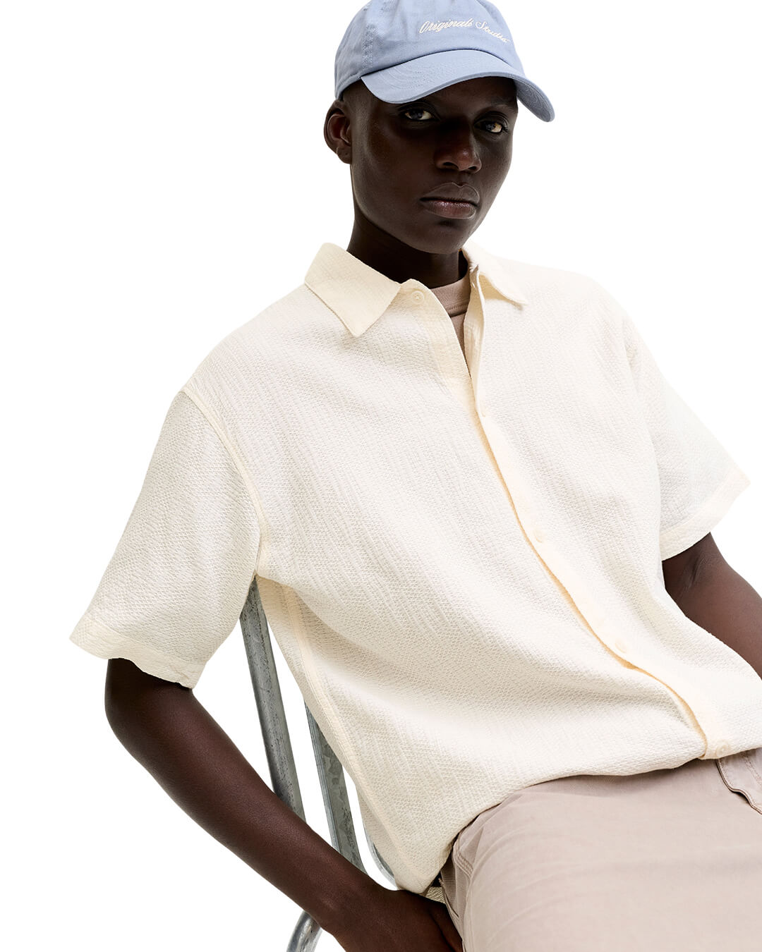 Jack & Jones Jormontauk Wavy Texture Ss Sn Cloud Dancer