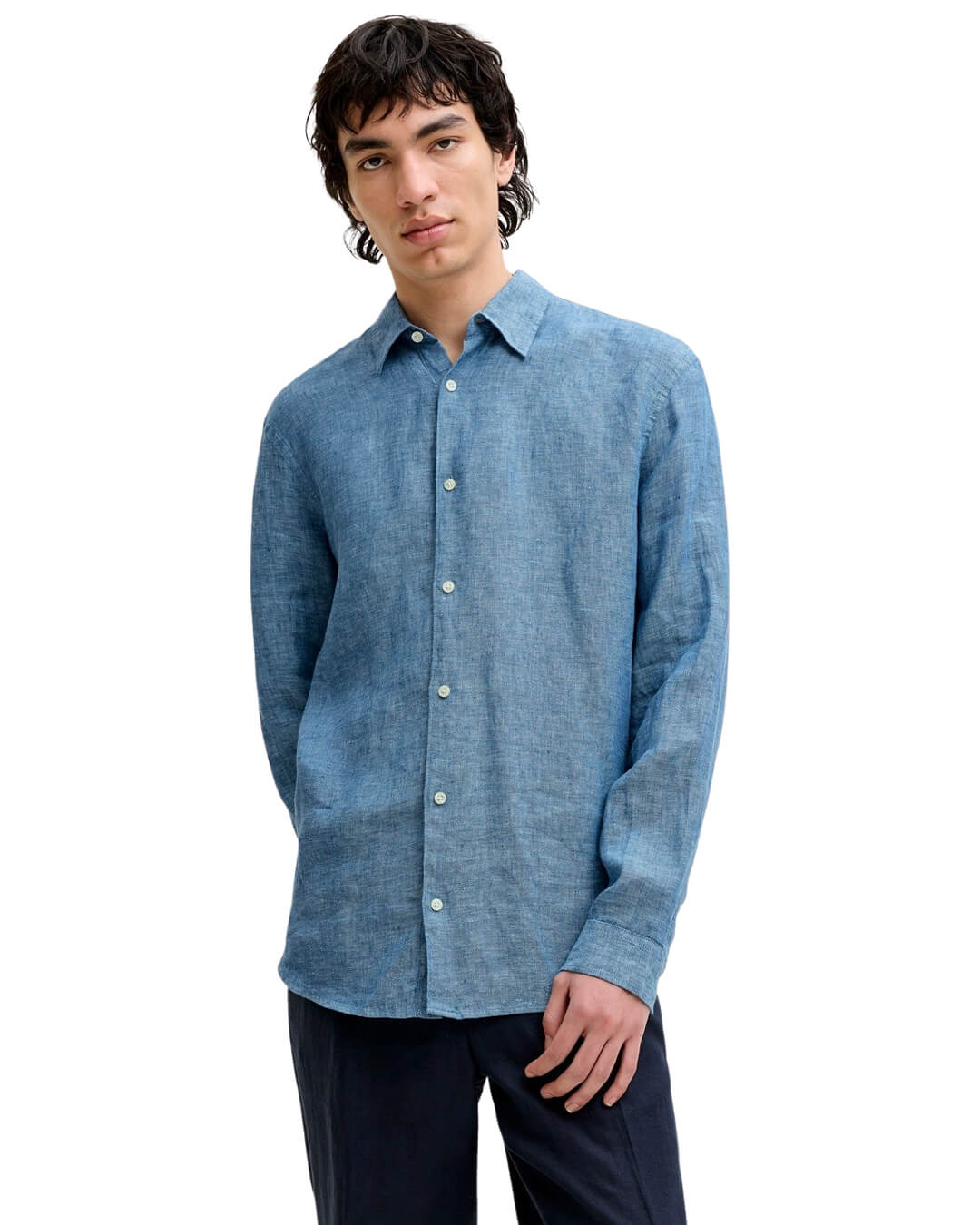 Jack & Jones Jprblalawrence Linen Ls Sn Faded Denim Shirt