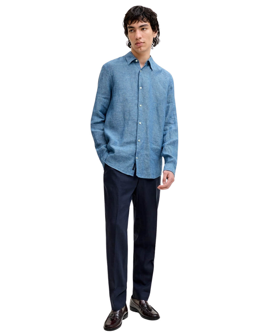 Jack & Jones Jprblalawrence Linen Ls Sn Faded Denim Shirt