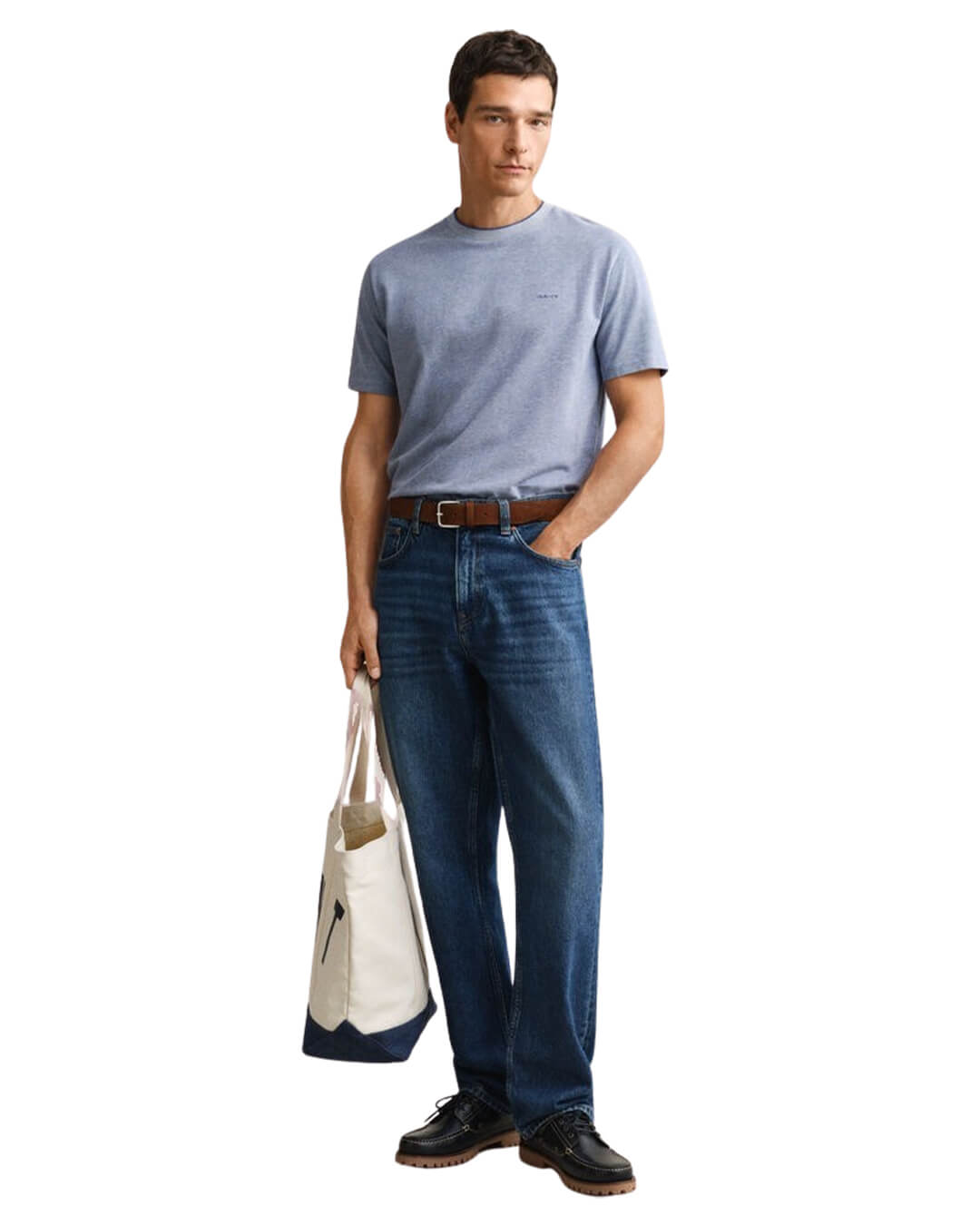 Gant 2 Tone Pique Ss Tshirt Vintage Blue T-Shirt
