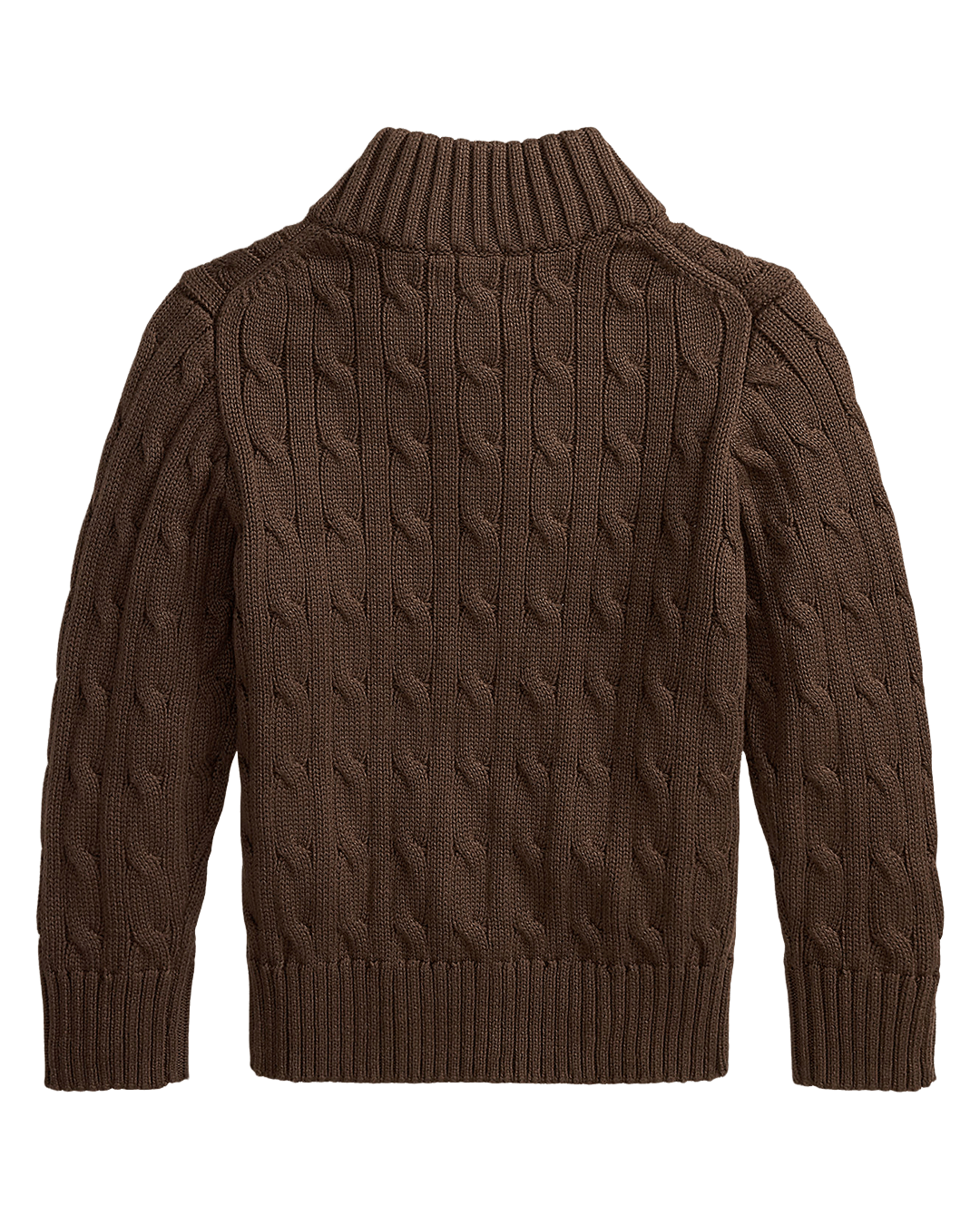 Polo Ralph Lauren Brown Cable-Knit Cotton Quarter-Zip Sweater