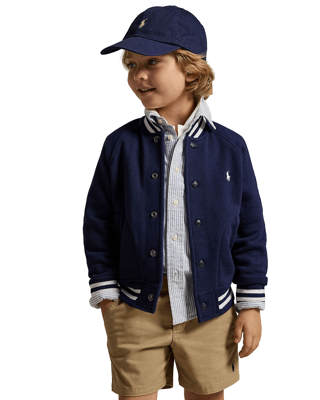 Polo Ralph Lauren Navy Fleece Baseball Jacket