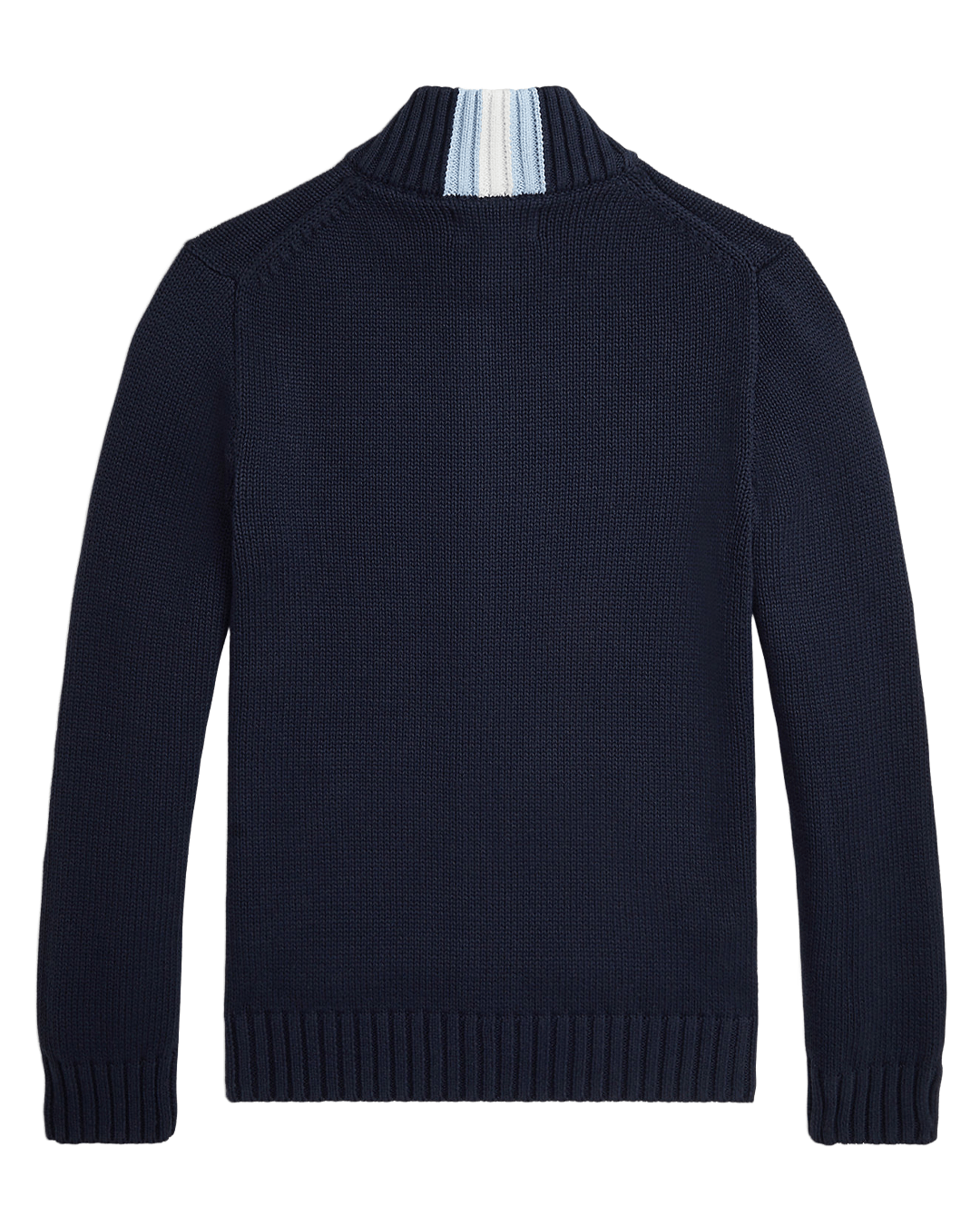 Polo Ralph Lauren Navy Cotton Mock Neck Full-Zip Sweater