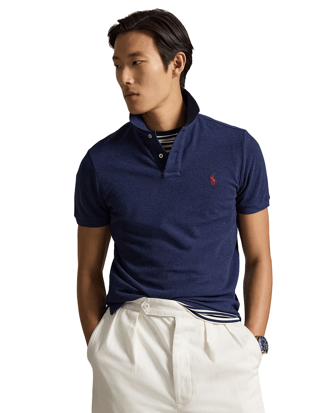 Polo Ralph Lauren Navy Custom Slim Fit Mesh Polo Shirt