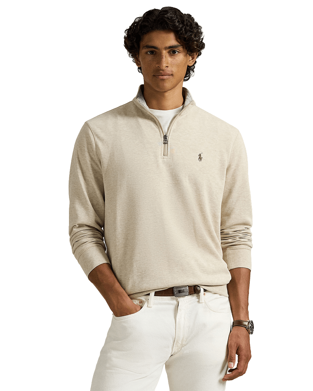 Polo Ralph Lauren Grey Luxury Jersey Quarter-Zip Pullover