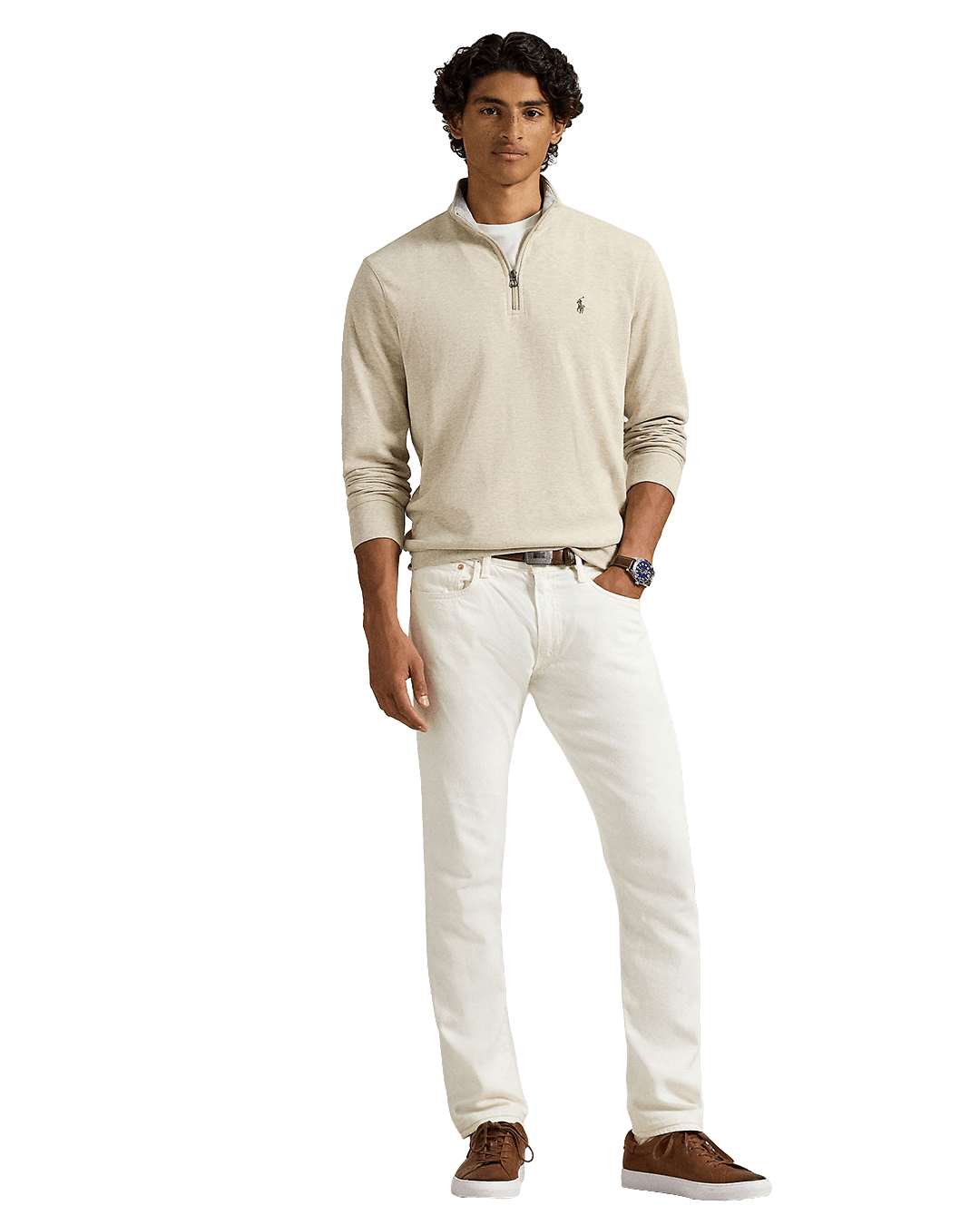 Polo Ralph Lauren Grey Luxury Jersey Quarter-Zip Pullover