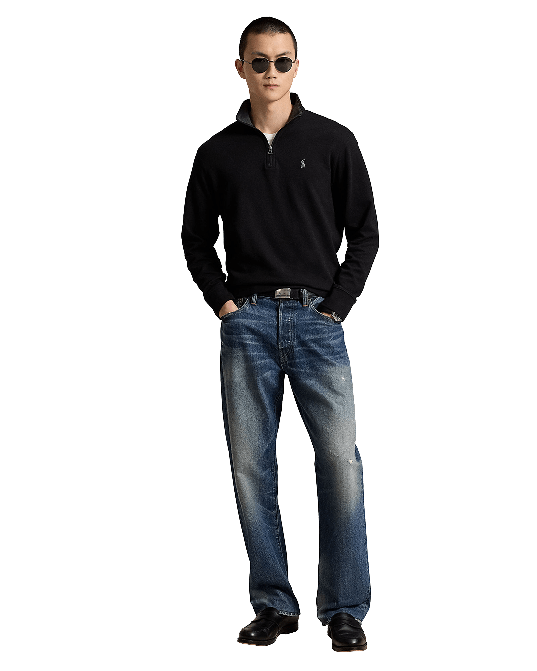Polo Ralph Lauren Black Luxury Jersey Quarter-Zip Jumper