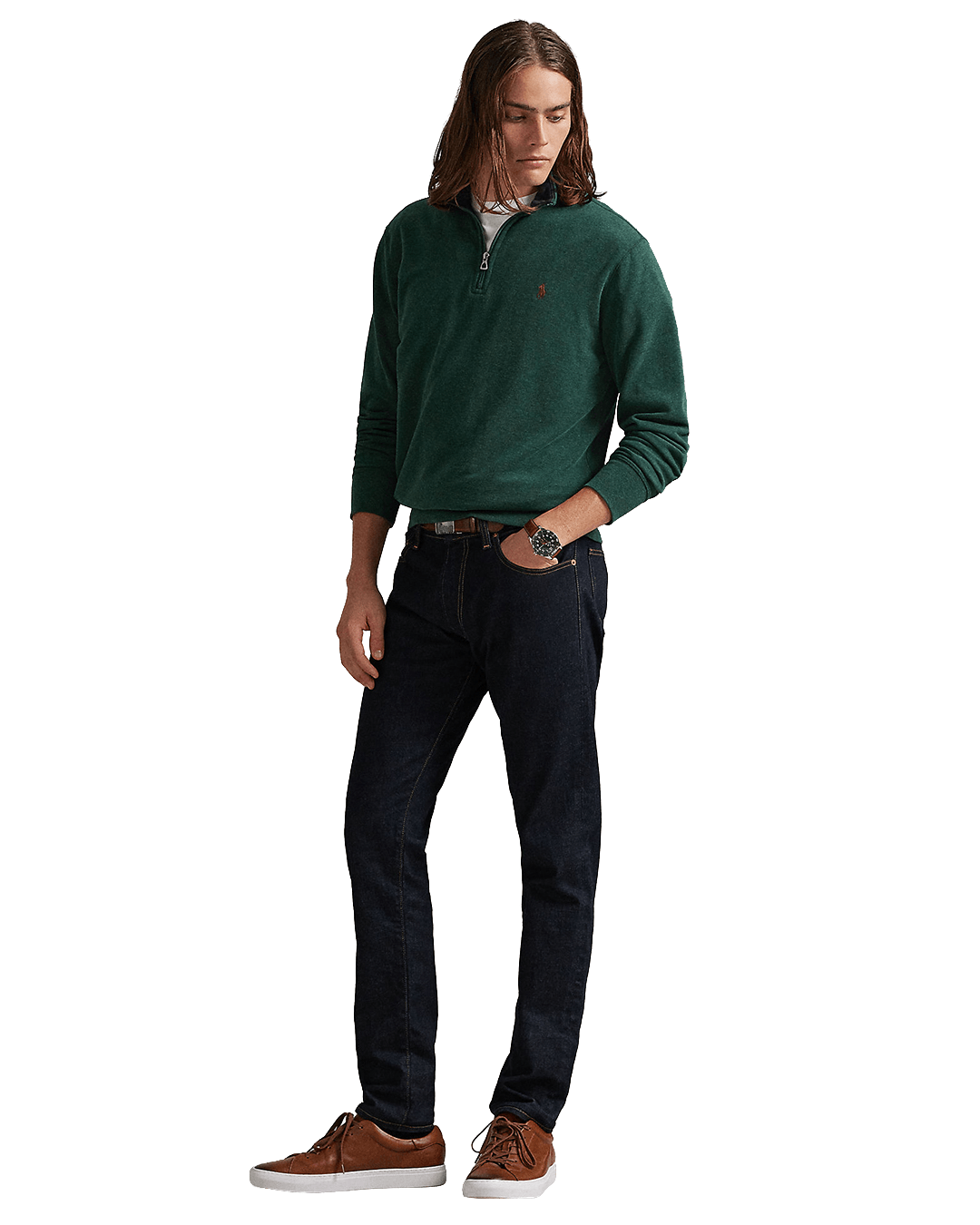 Polo Ralph Lauren Green Luxury Jersey Quarter-Zip Pullover