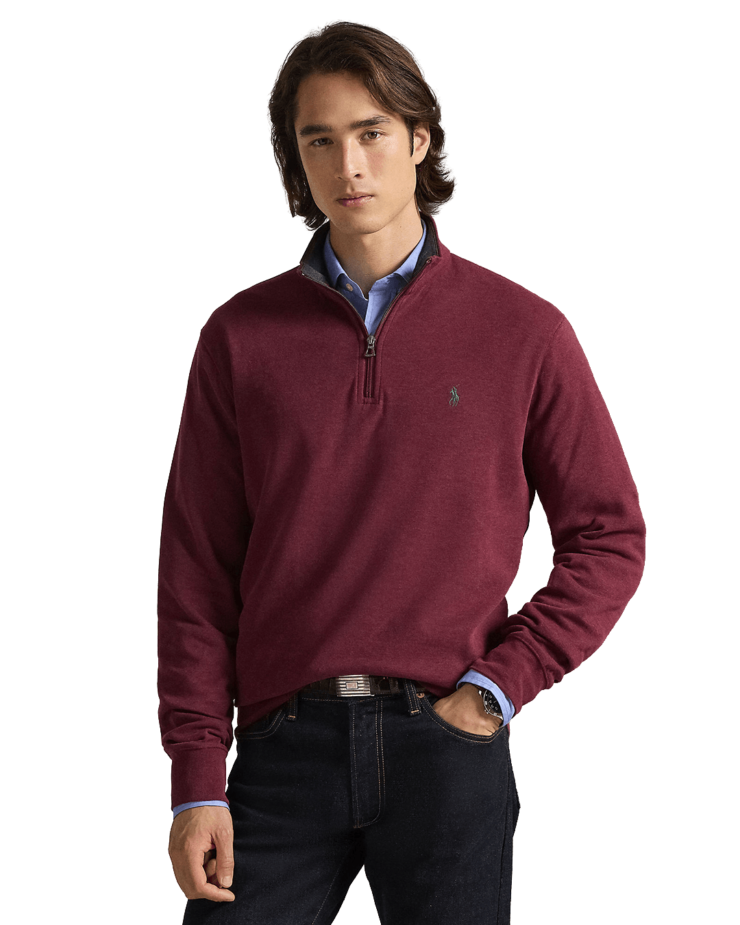 Polo Ralph Lauren Red Luxury Jersey Quarter-Zip Pullover