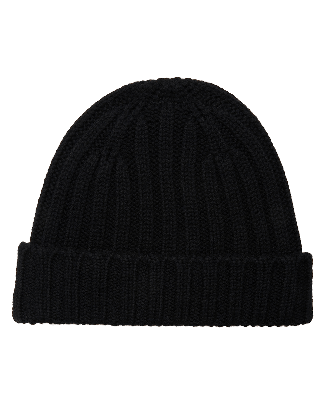 Brooks Brothers Black Merino Wool Ribbed Beanie