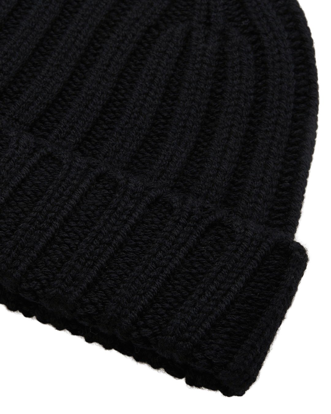 Brooks Brothers Black Merino Wool Ribbed Beanie