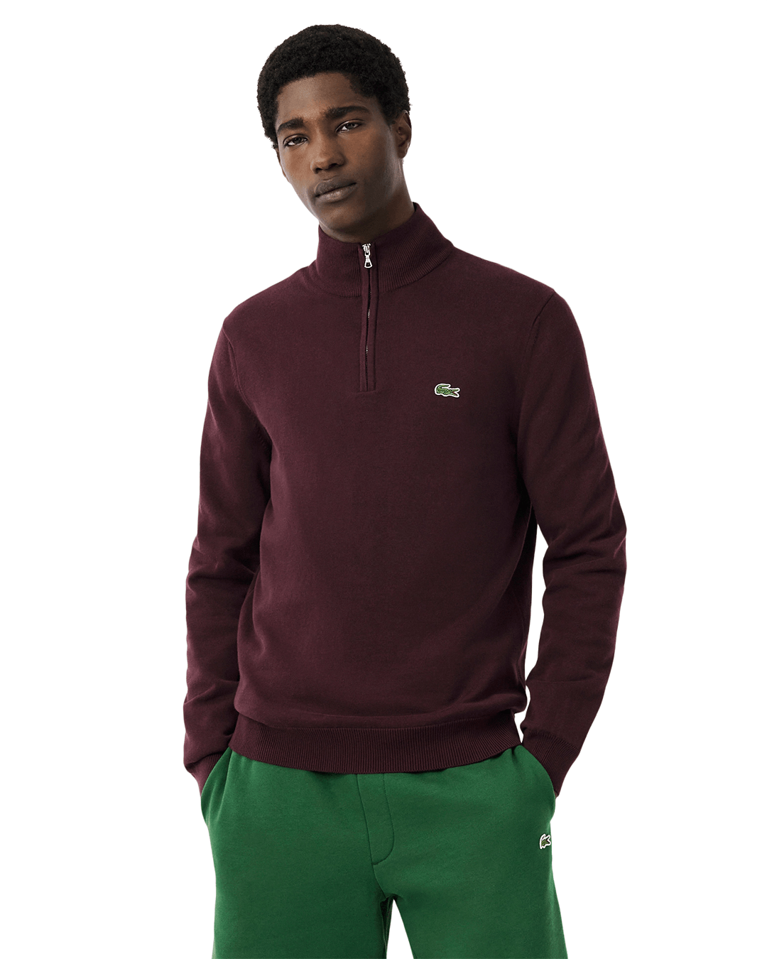 Lacoste Burgundy Cotton Sweater