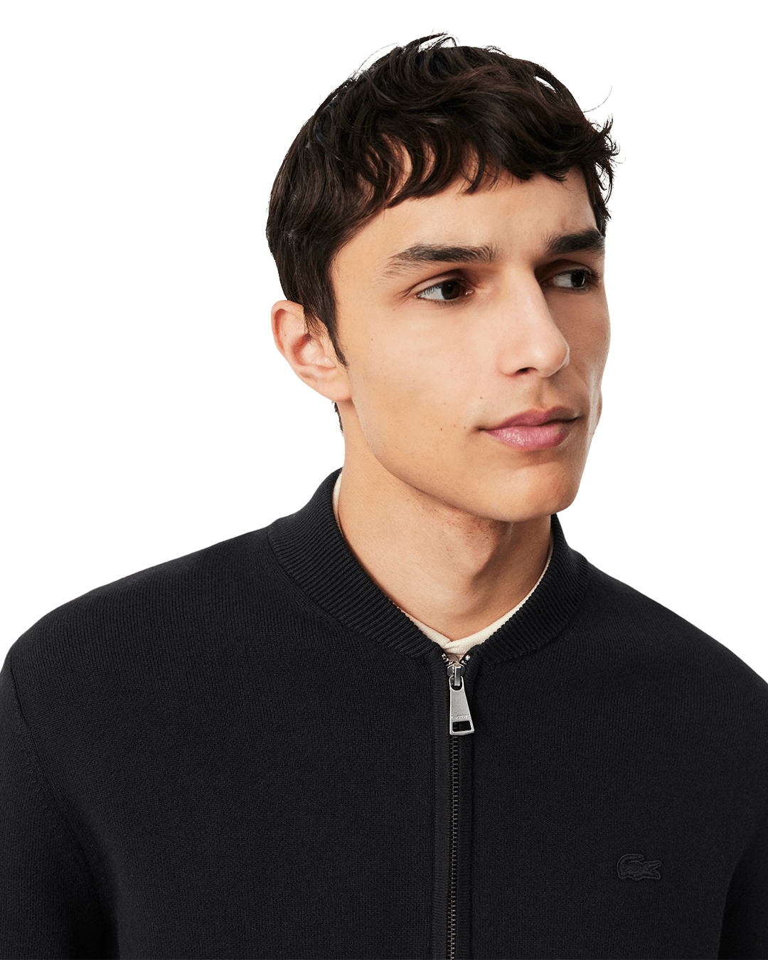 Lacoste Black Cotton and Wool Sweater