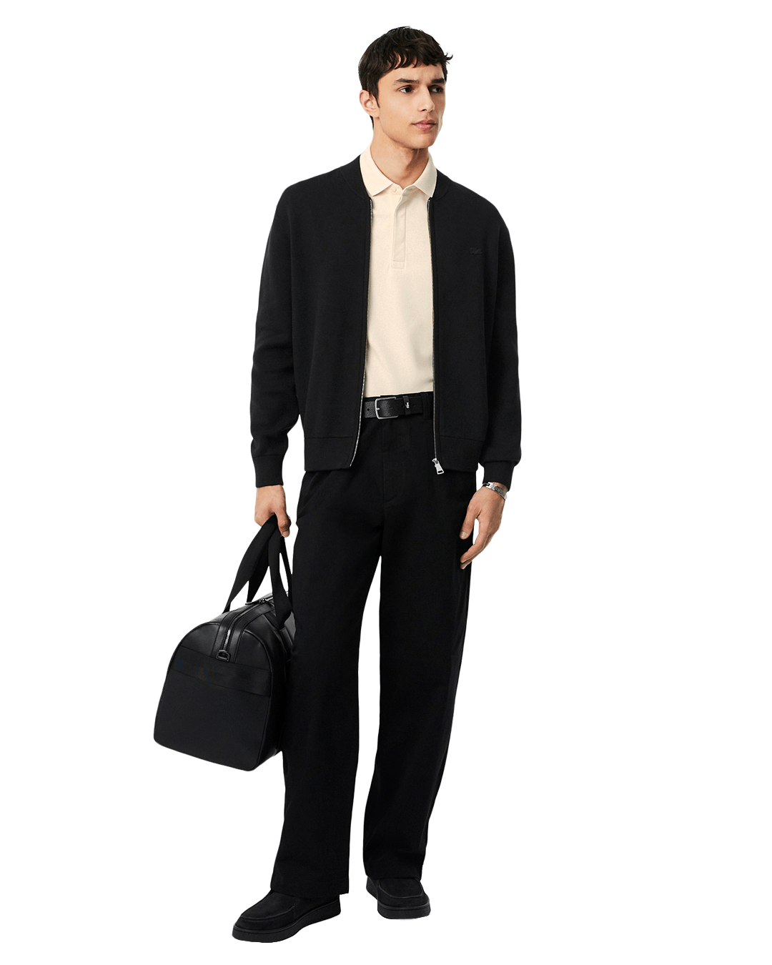 Lacoste Black Cotton and Wool Sweater