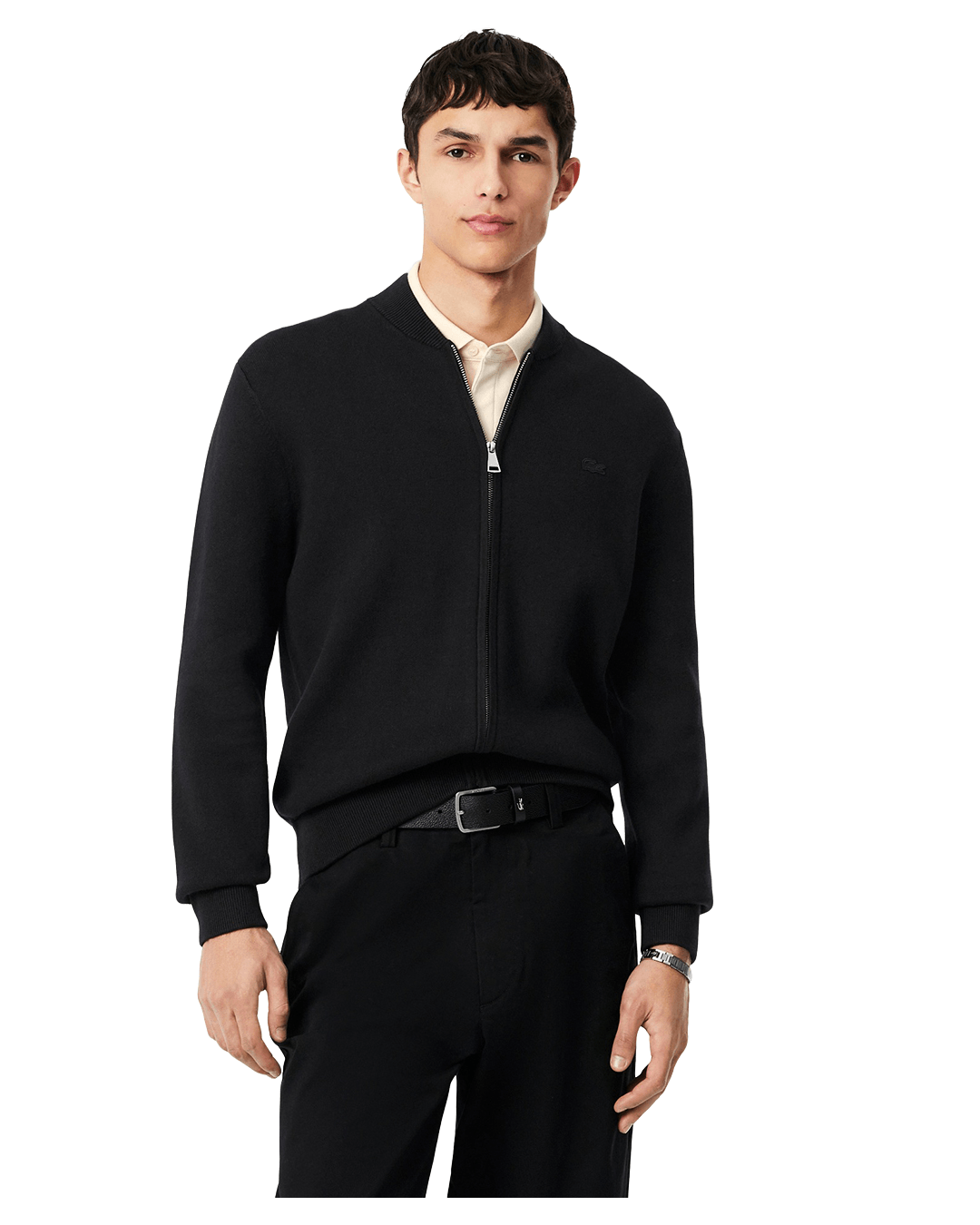 Lacoste Black Cotton and Wool Sweater