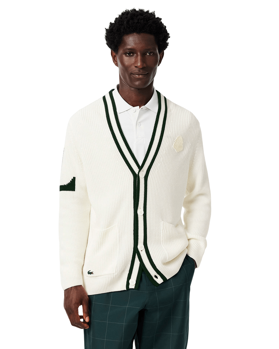 Lacoste Off-White and Green Sweater