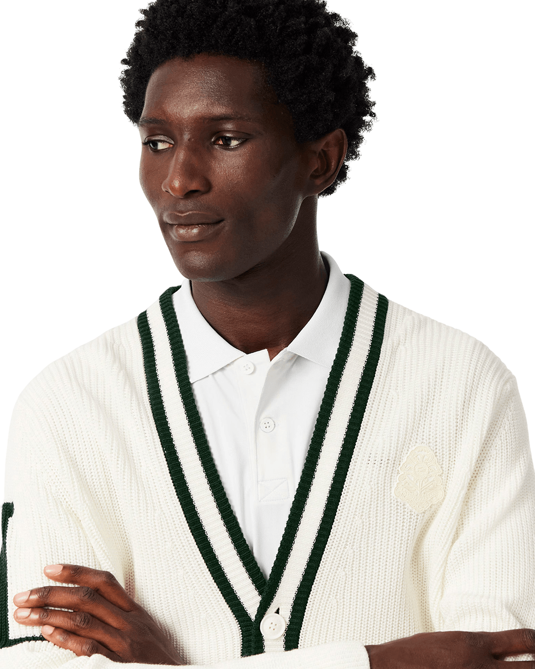 Lacoste Off-White and Green Sweater
